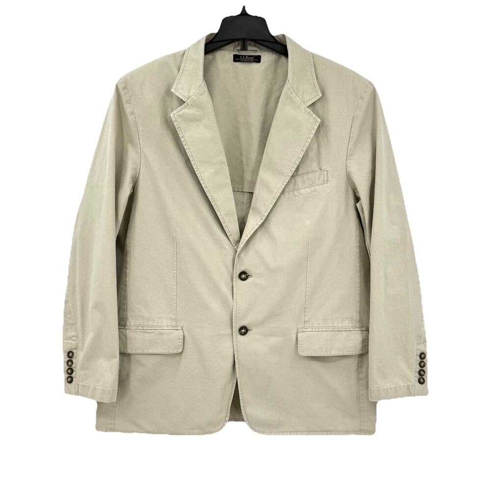 LL Bean Mens 44R Cotton Blazer Khaki Sport Coat Jacket Casual Outdoors Safari